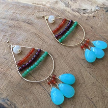 Load image into Gallery viewer, Aqua Chalcedony Earrings | Garnet Earrings | Chrysoprase Earrings | Carnelian Earrings | Ombre Earrings | Chandelier Earrings