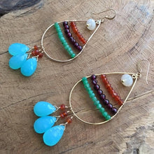 Load image into Gallery viewer, Aqua Chalcedony Earrings | Garnet Earrings | Chrysoprase Earrings | Carnelian Earrings | Ombre Earrings | Chandelier Earrings