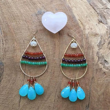 Load image into Gallery viewer, Aqua Chalcedony Earrings | Garnet Earrings | Chrysoprase Earrings | Carnelian Earrings | Ombre Earrings | Chandelier Earrings