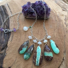 Load image into Gallery viewer, Chrysoprase Necklace | Pearl Chalcedony | Amethyst | Sterling Silver | Bohemian | Gemstone Necklace