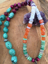 Load image into Gallery viewer, Pave Diamond Arrowhead Necklace | TibetanTurquoise | Chrysoprase | Amethyst | Carnelian | Gemstone | Bohemian | Tribal