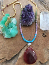 Load image into Gallery viewer, Carnelian Necklace | Arizona Sleeping Beauty Turquoise | Green Garnet | Mystic Sapphire | Ombre Necklace