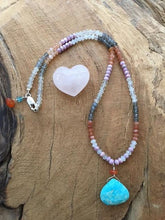 Load image into Gallery viewer, Sleeping Beauty Turquoise Necklace | Moonstone Necklace | Pink Mystic Sapphire Necklace | Bohemian Necklace | Gemstone Necklace