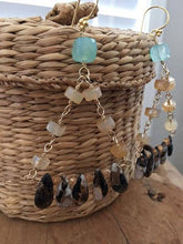 Load image into Gallery viewer, Chalcedony Earrings | Obsidian Earrings | Mystic Citrine Earrings | Chandelier Earrings | 24K Gold Vermeil | Gemstone Earrings