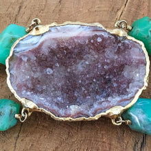 Load image into Gallery viewer, Rhodochrosite Bracelet | Geode | Chrysoprase | 24K Gold Vermeil | Bohemian | Gemstone | Raw