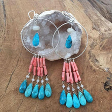 Load image into Gallery viewer, Coral Branch Earrings | Blue Moon Turquoise | Moonstone | Pearl Chalcedony | Bohemian | Gemstone