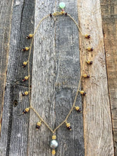 Load image into Gallery viewer, Black Tahitian Pearl Necklace | Garnet | Chalcedony | 24K Gold Vermeil | Bohemian | Gemstone