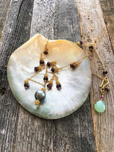 Load image into Gallery viewer, Black Tahitian Pearl Necklace | Garnet | Chalcedony | 24K Gold Vermeil | Bohemian | Gemstone