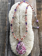 Load image into Gallery viewer, Spiny Oyster Necklace | Sea Jasper | Moonstone | Amethyst | Mystic Labradorite | Raw Gemstone | Bohemian