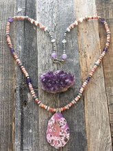 Load image into Gallery viewer, Spiny Oyster Necklace | Sea Jasper | Moonstone | Amethyst | Mystic Labradorite | Raw Gemstone | Bohemian