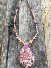 Load image into Gallery viewer, Spiny Oyster Necklace | Sea Jasper | Moonstone | Amethyst | Mystic Labradorite | Raw Gemstone | Bohemian
