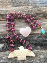 Load image into Gallery viewer, Thunderbird Necklace | Natural Raw Ruby | Aqua Chalcedony | 24K Gold Vermeil | Bohemian | Gemstone | July Birthstone