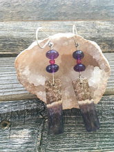Load image into Gallery viewer, Raw Amethyst Earrings | Genuine Ruby | Sterling Silver | Bohemian | Gemstone