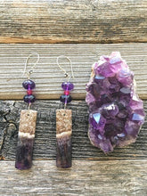 Load image into Gallery viewer, Raw Amethyst Earrings | Genuine Ruby | Sterling Silver | Bohemian | Gemstone