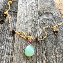 Load image into Gallery viewer, Black Tahitian Pearl Necklace | Garnet | Chalcedony | 24K Gold Vermeil | Bohemian | Gemstone