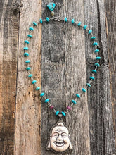 Load image into Gallery viewer, Happy Buddha Necklace | Pave Diamond | Turquoise | Ruby | Labradorite | Bohemian | Gemstone | Sterling Silver