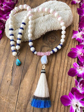 Load image into Gallery viewer, Sponge Coral Necklace | Lapis Lazuli | Rose Quartz | Blue Lace Agate | Turquoise | Horse Hair Tassel | Mala | Bohemian