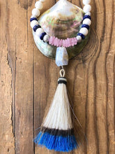Load image into Gallery viewer, Sponge Coral Necklace | Lapis Lazuli | Rose Quartz | Blue Lace Agate | Turquoise | Horse Hair Tassel | Mala | Bohemian