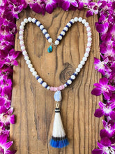 Load image into Gallery viewer, Sponge Coral Necklace | Lapis Lazuli | Rose Quartz | Blue Lace Agate | Turquoise | Horse Hair Tassel | Mala | Bohemian