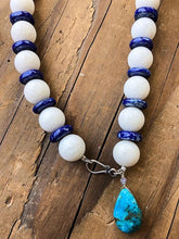 Load image into Gallery viewer, Sponge Coral Necklace | Lapis Lazuli | Rose Quartz | Blue Lace Agate | Turquoise | Horse Hair Tassel | Mala | Bohemian