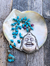 Load image into Gallery viewer, Happy Buddha Necklace | Pave Diamond | Turquoise | Ruby | Labradorite | Bohemian | Gemstone | Sterling Silver