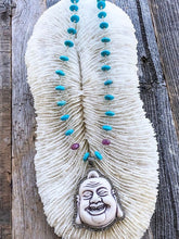 Load image into Gallery viewer, Happy Buddha Necklace | Pave Diamond | Turquoise | Ruby | Labradorite | Bohemian | Gemstone | Sterling Silver