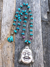 Load image into Gallery viewer, Happy Buddha Necklace | Pave Diamond | Turquoise | Ruby | Labradorite | Bohemian | Gemstone | Sterling Silver