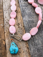 Load image into Gallery viewer, Pink Conch Shell Necklace | Tahitian Pearl | Rose Quartz | Peruvian Opal | Turquoise | Tassel | Layered | Long Necklace