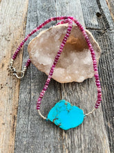 Load image into Gallery viewer, Kingman Turquoise Necklace | Moonstone Necklace | Thai Silver | Gemstone Necklace | Raw Gemstone