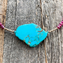 Load image into Gallery viewer, Kingman Turquoise Necklace | Moonstone Necklace | Thai Silver | Gemstone Necklace | Raw Gemstone
