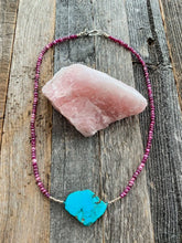 Load image into Gallery viewer, Kingman Turquoise Necklace | Moonstone Necklace | Thai Silver | Gemstone Necklace | Raw Gemstone