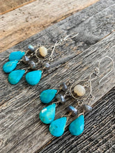 Load image into Gallery viewer, Sleeping Beauty Turquoise Earrings | Mystic Labradorite | Moonstone | Sterling Silver | Bohemian