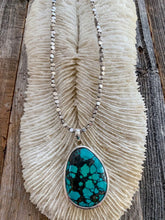 Load image into Gallery viewer, Hubei Turquoise Necklace | Thai Silver | Matrix Turquoise | Bohemian Necklace | Tribal Necklace | Gemstone