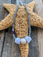Load image into Gallery viewer, Mystic Labradorite Necklace | Blue Lace Agate | Freshwater Pearl | Amethyst | Gemstone Necklace | Beach Style