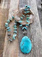 Load image into Gallery viewer, Sleeping Beauty Turquoise Necklace | Hubei Turquoise | Pave Diamond | Sterling Silver | Wire Wrapped