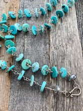 Load image into Gallery viewer, Sleeping Beauty Turquoise Necklace | Hubei Turquoise | Pave Diamond | Sterling Silver | Wire Wrapped