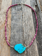 Load image into Gallery viewer, Kingman Turquoise Necklace | Moonstone Necklace | Thai Silver | Gemstone Necklace | Raw Gemstone