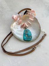 Load image into Gallery viewer, Turquoise Necklace | Pink Conch Shell | Tahitian Pearl | Moonstone | Peruvian Opal | Leather | Beach Style