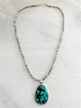 Load image into Gallery viewer, Hubei Turquoise Necklace | Thai Silver | Matrix Turquoise | Bohemian Necklace | Tribal Necklace | Gemstone