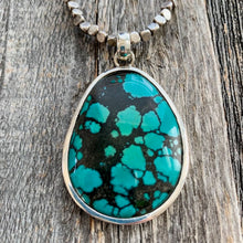 Load image into Gallery viewer, Hubei Turquoise Necklace | Thai Silver | Matrix Turquoise | Bohemian Necklace | Tribal Necklace | Gemstone