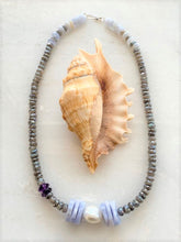 Load image into Gallery viewer, Mystic Labradorite Necklace | Blue Lace Agate | Freshwater Pearl | Amethyst | Gemstone Necklace | Beach Style