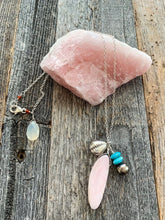 Load image into Gallery viewer, Cowrie Shell Necklace | Puka Shell | Tahitian Pearl | Pink Opal | Turquoise | Thai Karen Hill Tribe Silver