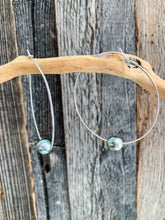 Load image into Gallery viewer, Genuine Tahitian Pearl Hoop Earrings | Sterling Silver | Large Hoops | Exotic | Bohemian | Beach Style