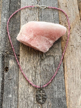 Load image into Gallery viewer, Pave Diamond Cross Necklace | Pink Tourmaline | Oxidized Black Matte Sterling Silver | Artisan
