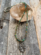 Load image into Gallery viewer, Genuine Pave Diamond Cross Necklace | Turquoise | Oxidized Black Matte Sterling Silver | Artisan
