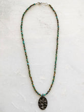 Load image into Gallery viewer, Genuine Pave Diamond Cross Necklace | Turquoise | Oxidized Black Matte Sterling Silver | Artisan