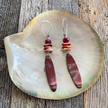 Load image into Gallery viewer, Ocean Jasper Earrings | Genuine Ruby | Spiny Oyster Shell | Sterling Silver | Bohemian | Gemstone Earrings