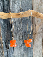Load image into Gallery viewer, Gold Hoop Earrings | Carnelian Earrings | Gemstone | Briolettes | Bohemian | Dangle