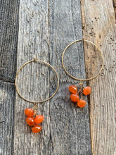 Load image into Gallery viewer, Gold Hoop Earrings | Carnelian Earrings | Gemstone | Briolettes | Bohemian | Dangle