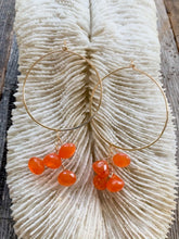 Load image into Gallery viewer, Gold Hoop Earrings | Carnelian Earrings | Gemstone | Briolettes | Bohemian | Dangle